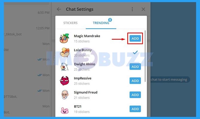 Cari dan Pilih Stiker Telegram Desktop