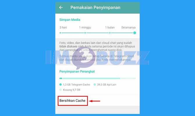 Ketuk Bersihkan Cache Telegram