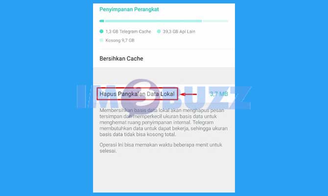 Ketuk Hapus Pangkalan Data Lokal Telegram