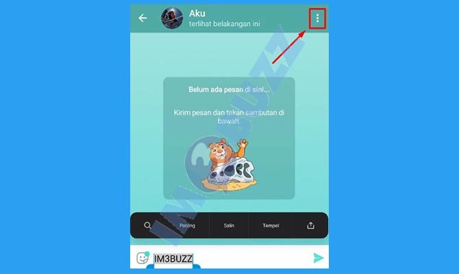 Ketuk Ikon titik Tiga Vertikal Untuk Membuat Text Link di Telegram