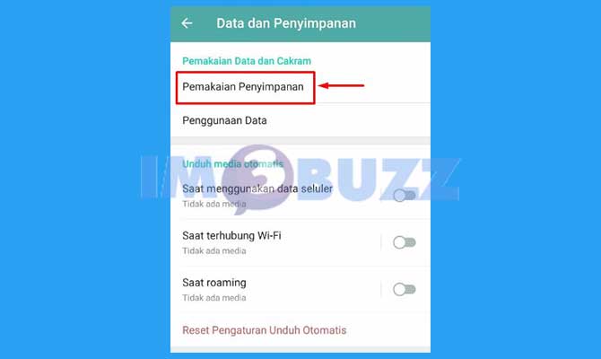 Ketuk Pemakaian Penyimpanan Untuk Hapus Cache di Telegram