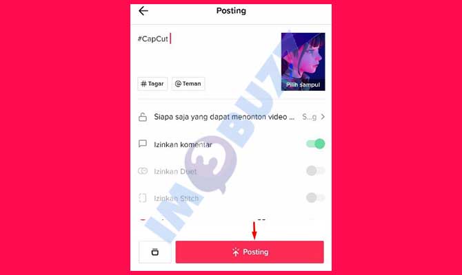Ketuk Posting Untuk Menyimpan Hasil Bikin Sound di Capcut