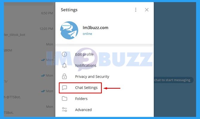 Klik Chat Settings Untuk Mencari Stiker di Telegram PC