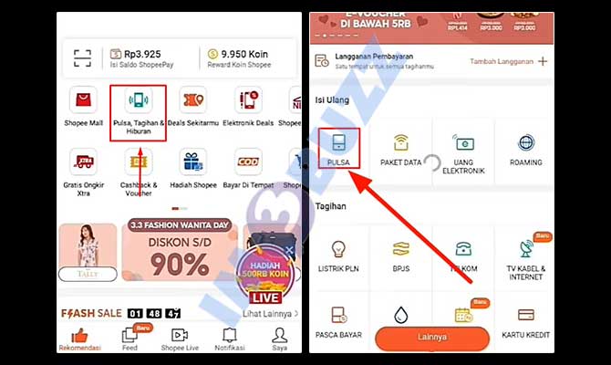 Lakukan Proses Membeli Pulsa di Shopee