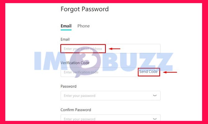 Masukkan Alamat Email dan Klik Send Code