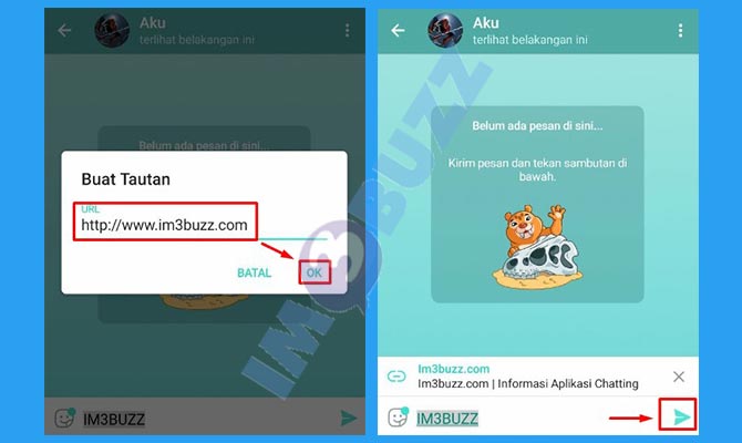 Masukkan Link Tujuan Untuk Buat Text Link