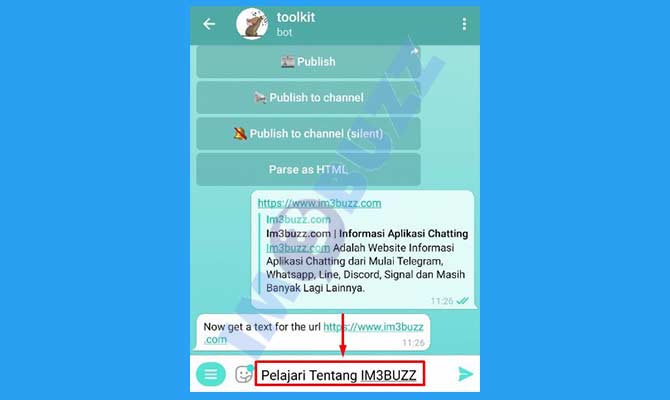 Masukkan Text Link di Telegram