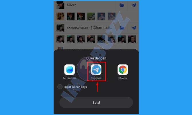 Pilih Buka dengan Telegram