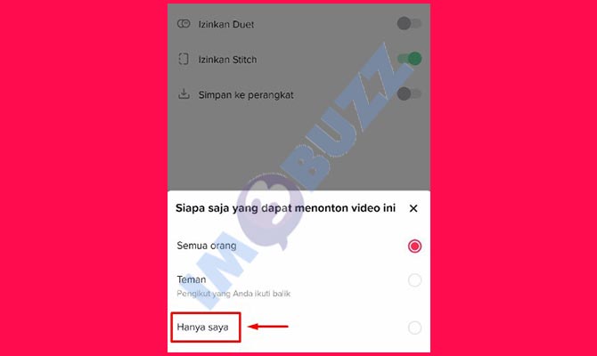 Pilih Hanya Saya atau Atur Video TikTok Menjadi Private