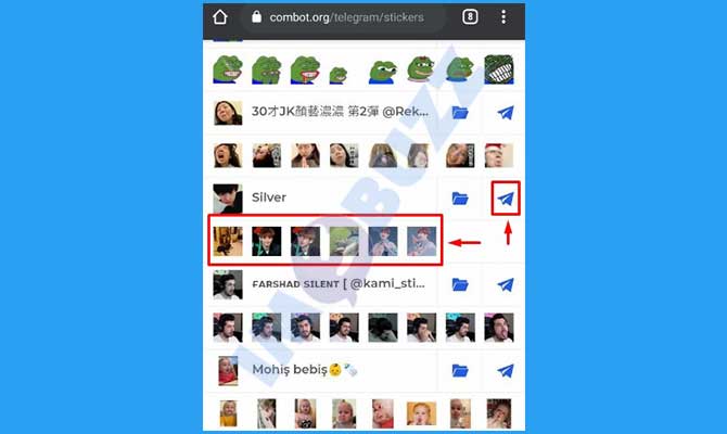 Pilih Salah Satu Stiker Telegram di Catalogue