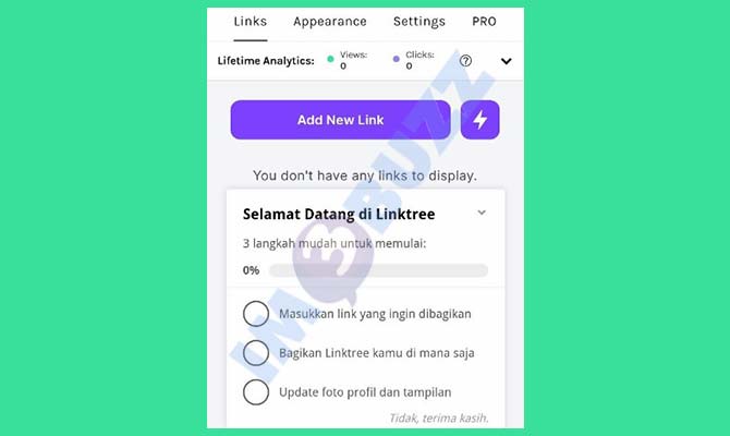 Selesai Daftar Linktree Gratis di HP