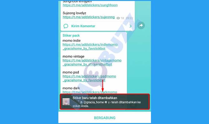 Selesai Mencari dan menambah Stiker di Telegram