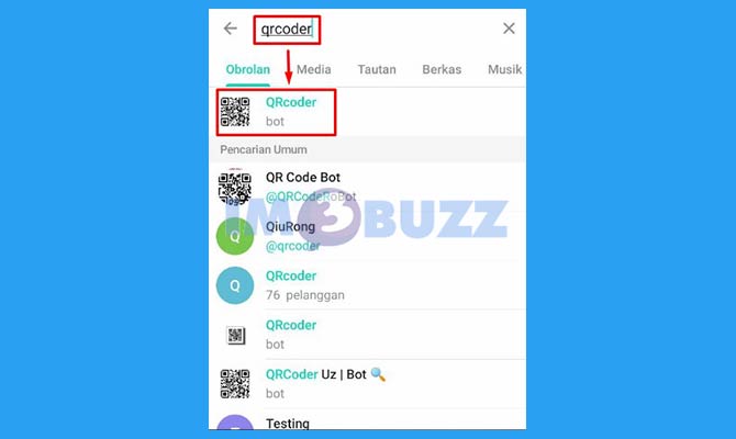 Cari dan Buka Bot QRCoder