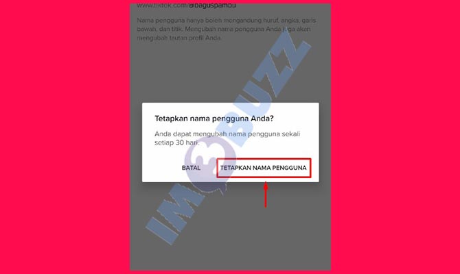 Konfirmasi Mengganti Username Tanpa Angka