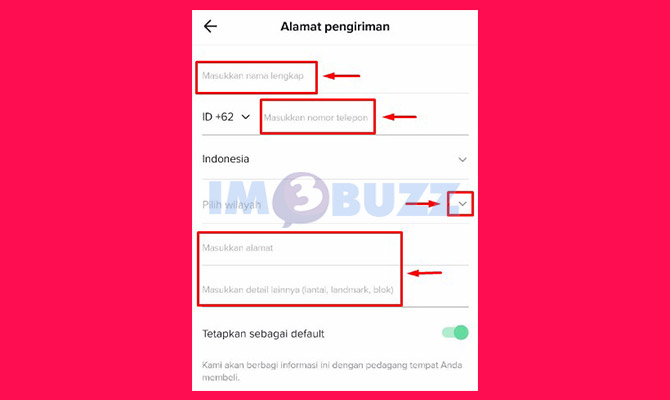 Masukkan Informasi Penerima Paket