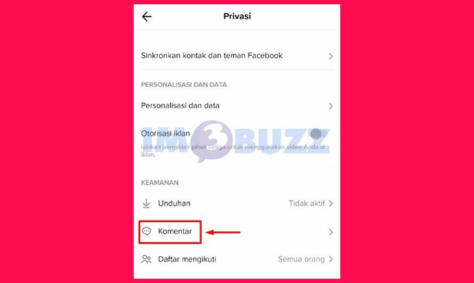 Pilih Opsi Komentar di TikTok