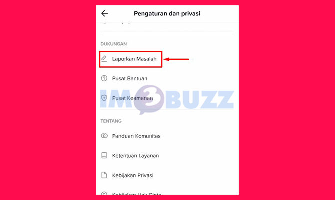 Pilih Opsi Laporkan Masalah