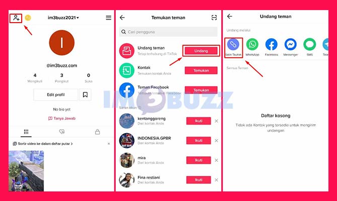 Salin Link Undangan di TikTok