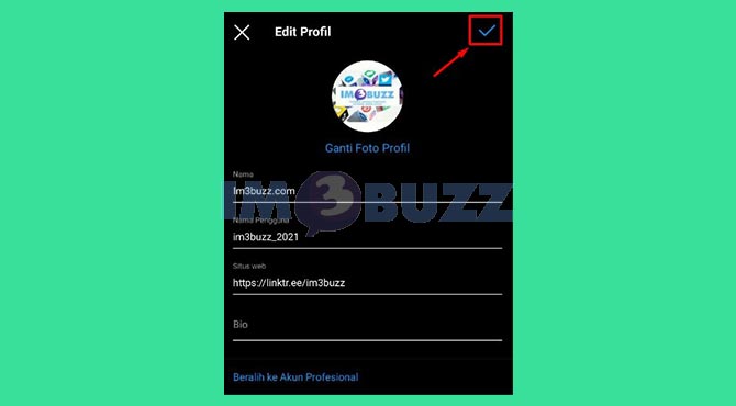 Simpan Perubahan Membuat Linktree di Bio Instagram