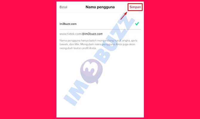 Simpan Perubahan Mengganti Username