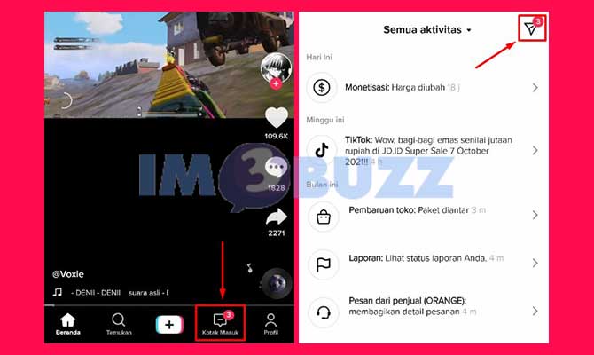 Cara Melihat DM di TikTok Melalui Menu Kotak Masuk