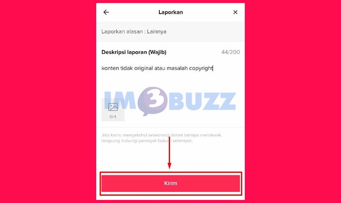Kirimkan Report Video TikTok