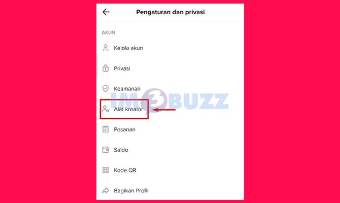 Masuk ke Menu Alat Kreator TikTok