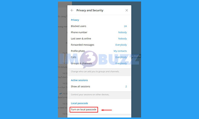 Pilih Turn On Local Passcode Telegram