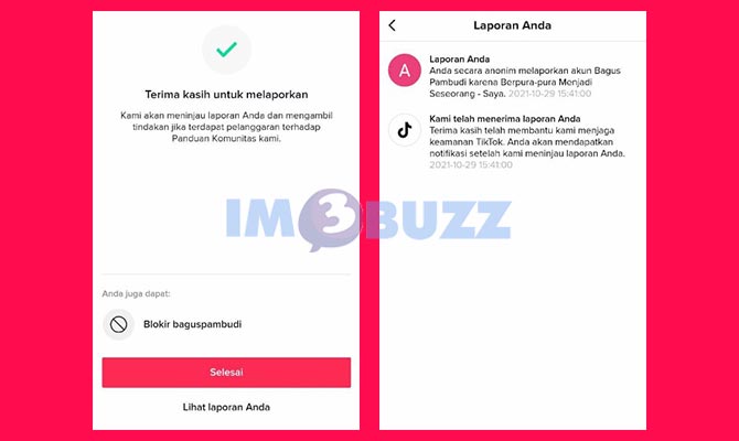 Selesai Report Akun TikTok