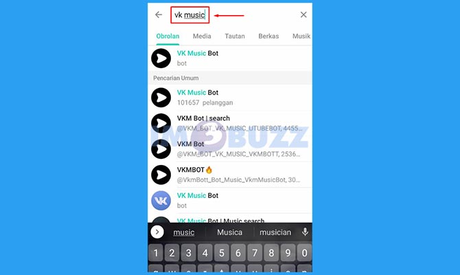 Ketik Nama Bot Musik