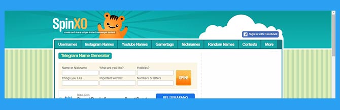 SpinXo Situs Pembuat Nama Telegram Aesthetic