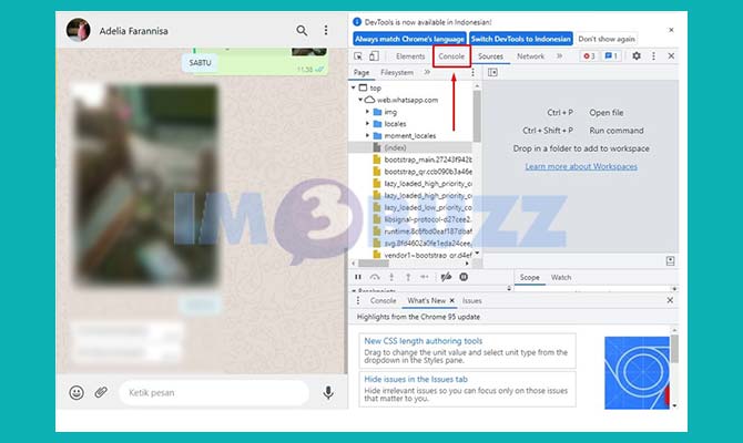 Tekan Ctrl+Shift+i Untuk Membuka Menu Console di WA Web