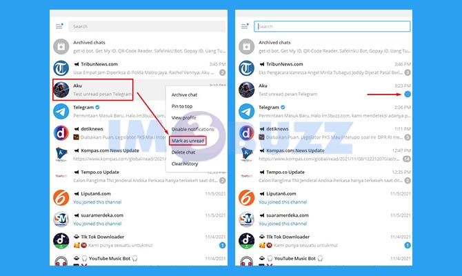 Tandai Pesan Belum di Baca di Telegram PC