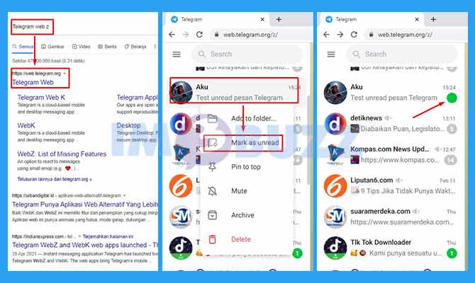Unread Pesan di Telegram Web