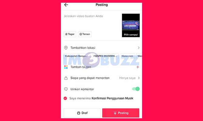 Upload Hasil Stitch TikTok dari Galeri