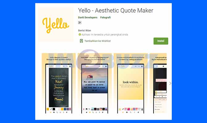 Aplikasi Yello - Aesthetic Quote Maker Gratis