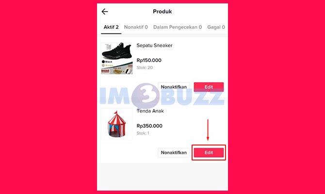 Edit Produk di TikTok Shop