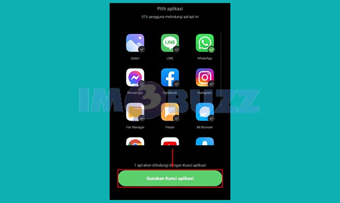 Ketuk Gunakan Kunci Aplikasi