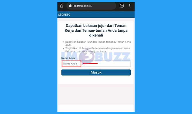 Masukkan Nama Akun Secreto