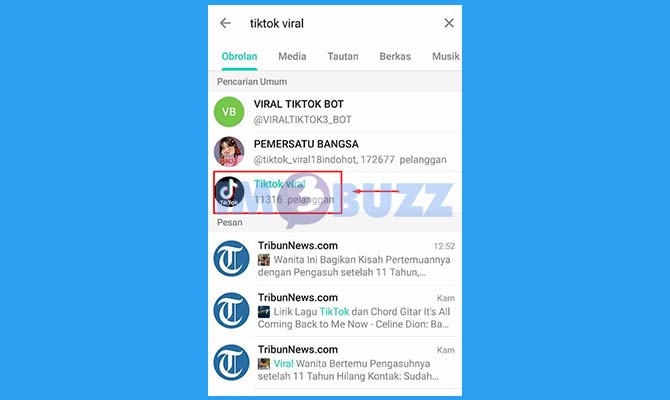 Cari dan Pilih Channel Telegram