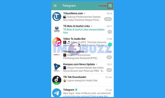 Masuk ke Menu Mencari Channel Telegram