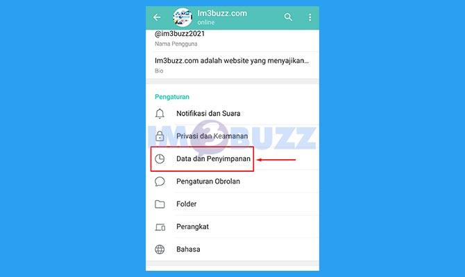 Pilih Opsi Data dan Penyimpanan