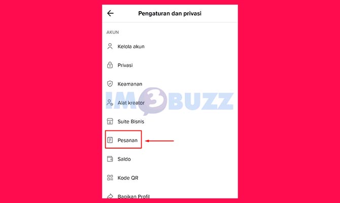 Pilih Opsi Pesanan di TikTok