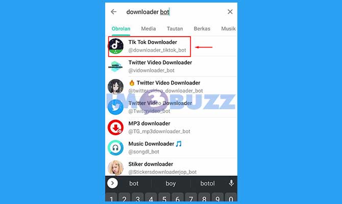 Cari dan Pilih Bot Telegram