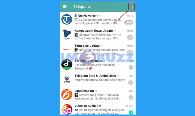 Masuk ke Menu Pencarian Telegram
