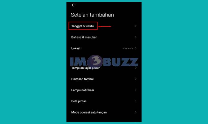 Masuk ke Menu Pengaturan Tanggal dan Waktu