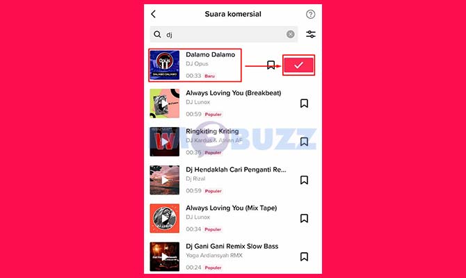 Pilih Lagu di TikTok
