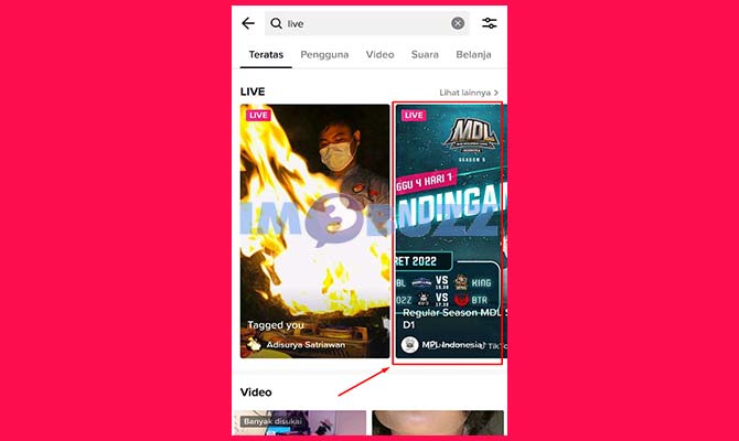 Pilih Live di TikTok