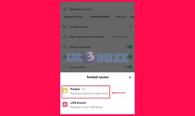 Pilih Opsi Produk di TikTok