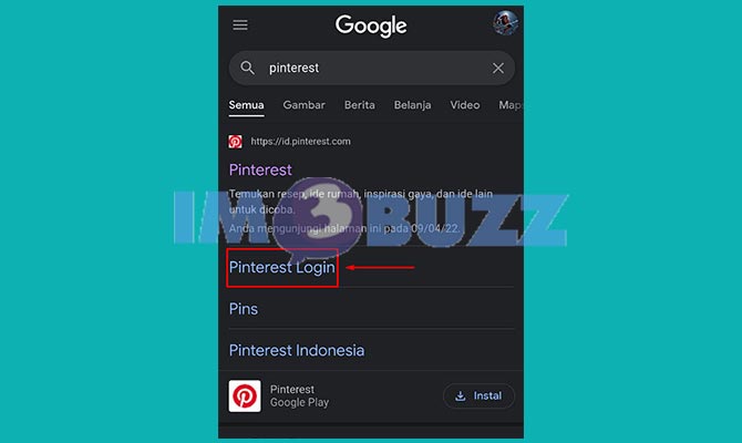 Lakukan Login Pinterest